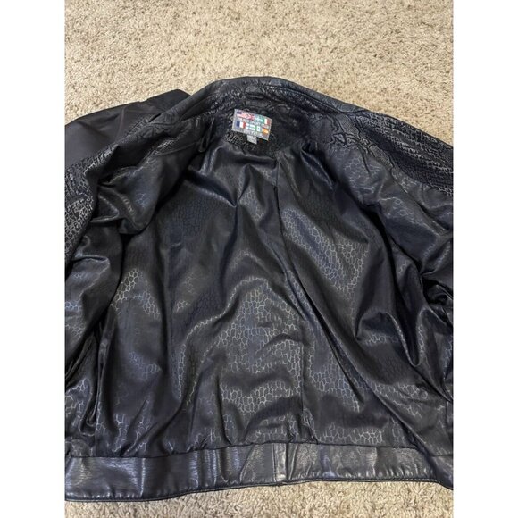 PARIS SPORT CLUB Vintage Leather Cropped Moto Biker Jacket Snake Skin LARGE - Picture 10 of 12